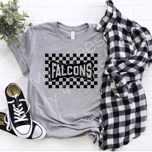SCHOOL SPIRIT SHIRTS  |  Checkerboard design shirts in BLACK or GREY  |  Adult & Youth sizes