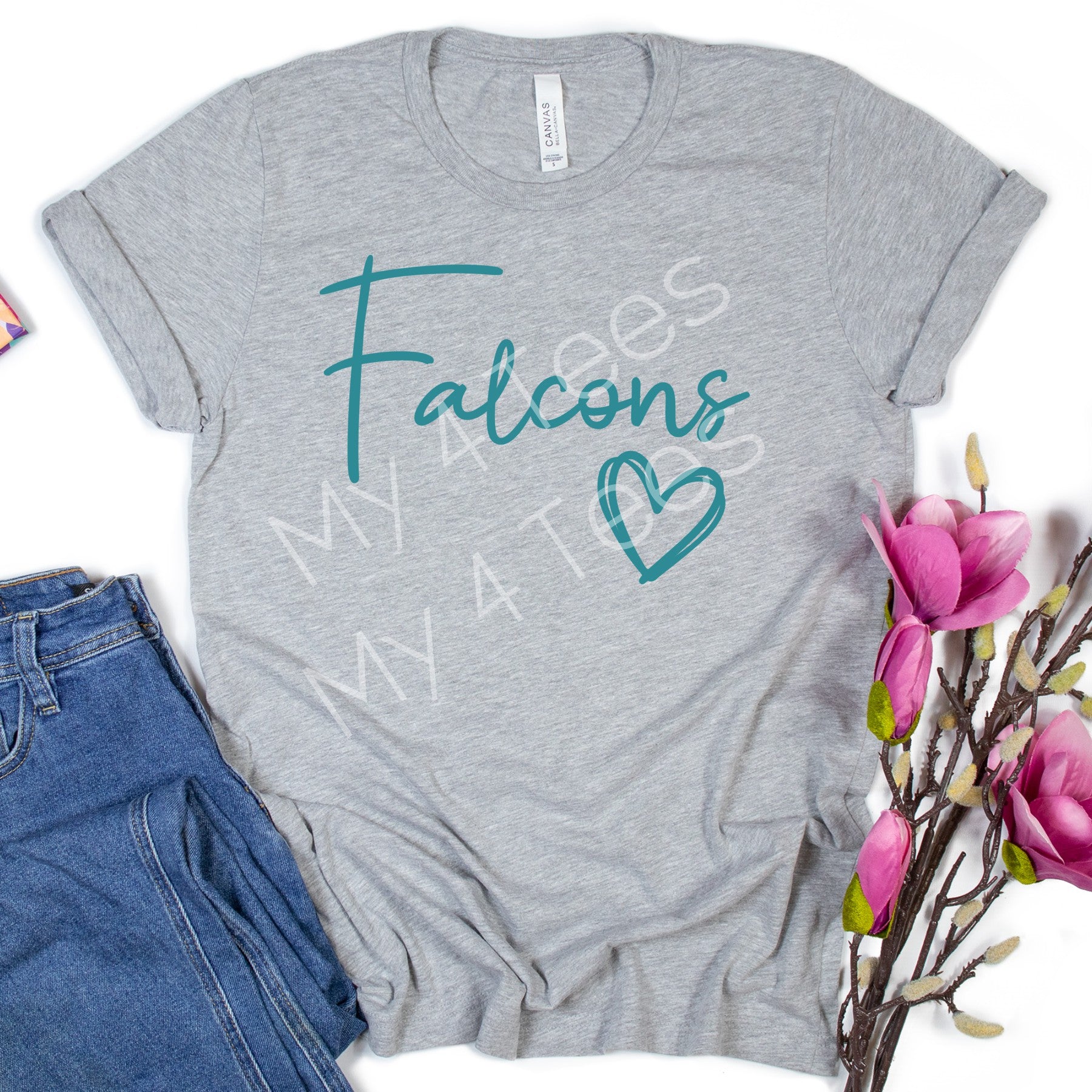 SCHOOL SPIRIT SHIRT  |  script font w/Heart shirt in WHITE or GREY  |  Adult & Youth sizes