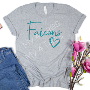 SCHOOL SPIRIT SHIRT  |  script font w/Heart shirt in WHITE or GREY  |  Adult & Youth sizes