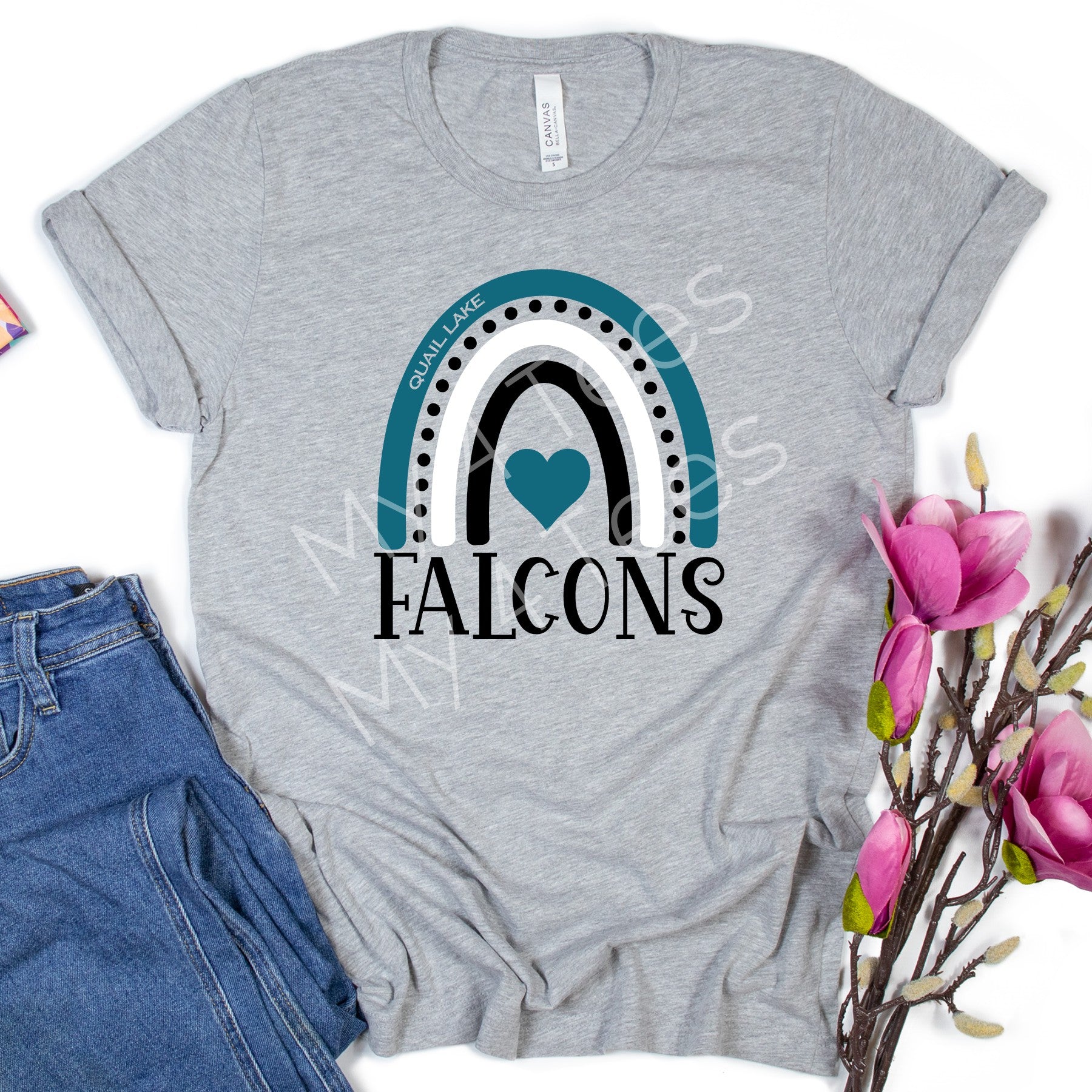 SCHOOL SPIRIT SHIRT Rainbow Design - Adult & Youth sizes in Black or Grey