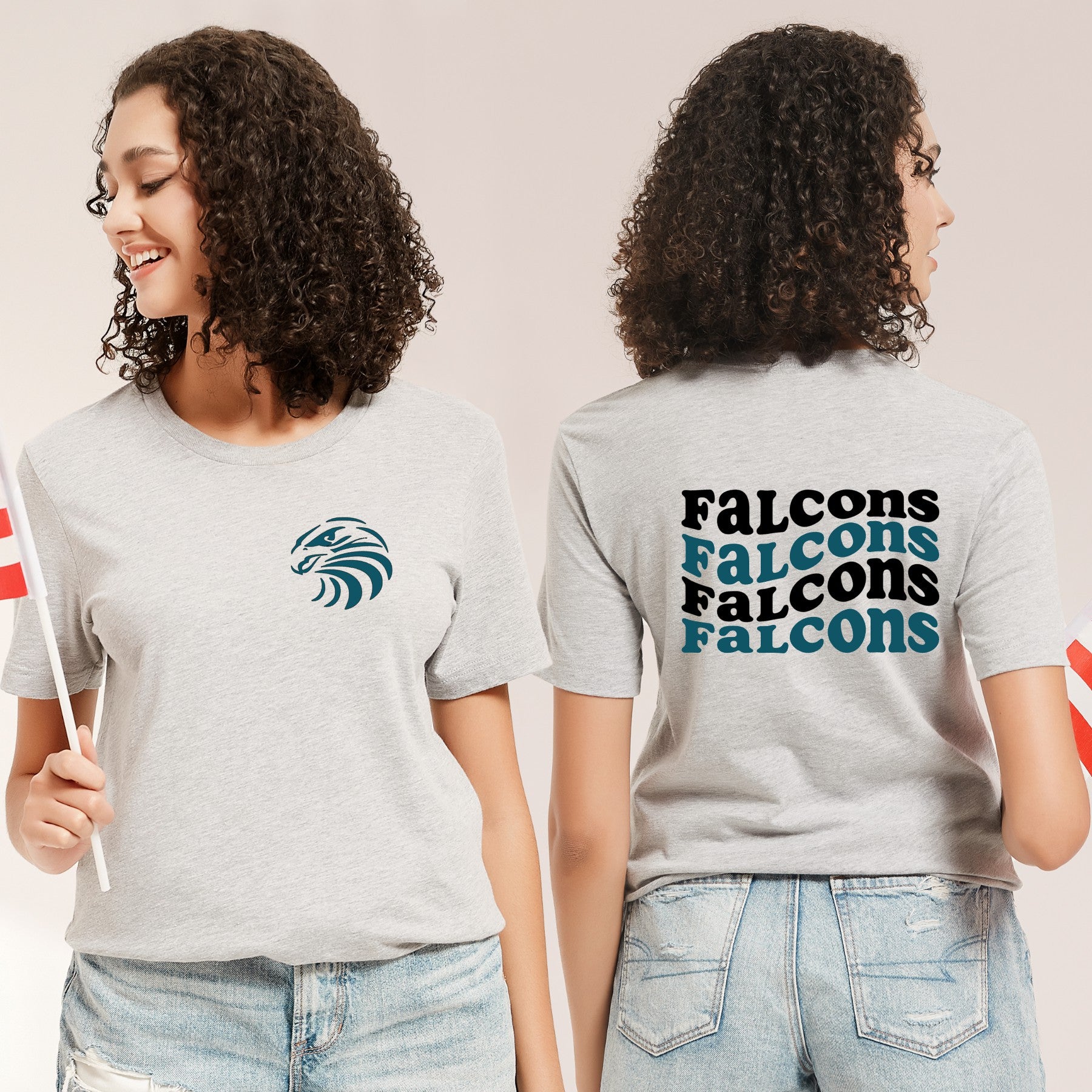 SCHOOL SPIRIT SHIRTS  |  Wavy font front & back shirt in Adult & Youth sizes  |  Available in Black & Grey