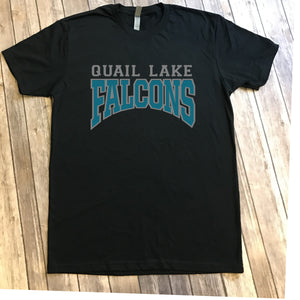 SCHOOL SPIRIT SHIRTS  |  Bottom arched font shirts in BLACK or GREY  |  Adult & Youth sizes