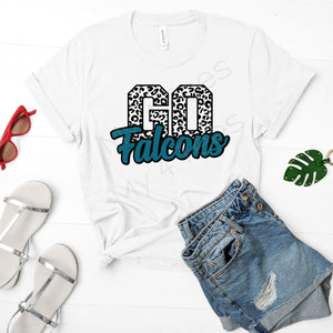 SCHOOL SPIRIT SHIRT  |  GO Falcons Leopard shirt in WHITE, GREY or BLACK  |  Adult & Youth sizes