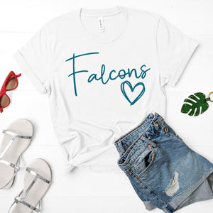 SCHOOL SPIRIT SHIRT  |  script font w/Heart shirt in WHITE or GREY  |  Adult & Youth sizes
