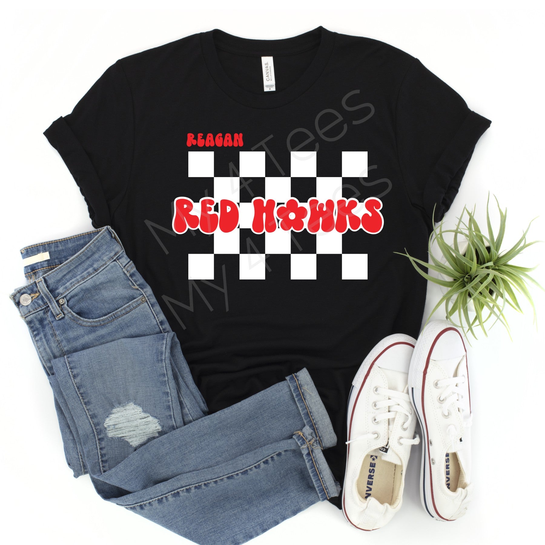SCHOOL SPIRIT SHIRTS  |  Checkerboard with bubble font shirts in Black or grey  |  Adult & Youth sizes
