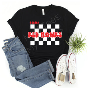 SCHOOL SPIRIT SHIRTS  |  Checkerboard with bubble font shirts in Black or grey  |  Adult & Youth sizes