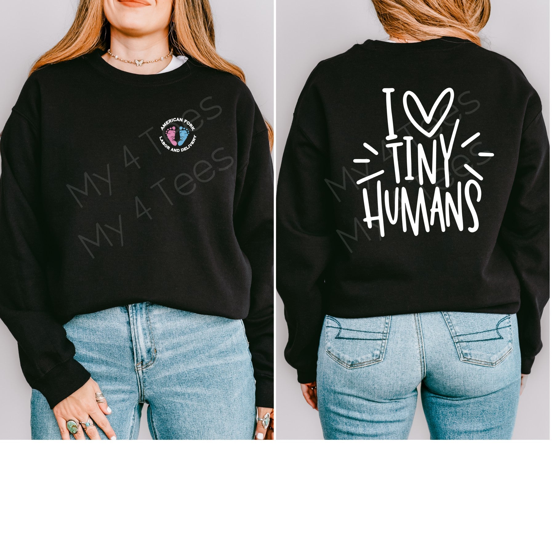 American Fork Hospital Labor & Delivery "I heart Tiny Humans" SWEATSHIRT crewneck