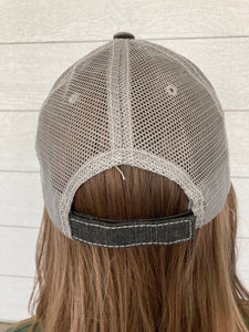Embrace the Chaos distressed two-tone vintage trucker hat